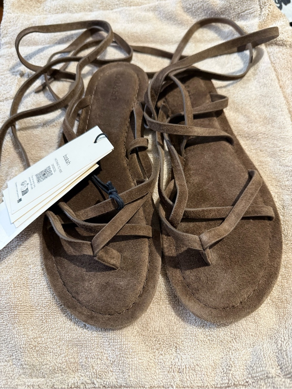 ba&sh Brown Suede Wrap Lace-Up Sandals
